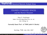 FOURIER STANDARD SPACES and the Kernel Theorem
