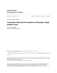 Commentary: Peitho and the Consolation of Philosophy: a Reply to Blake D