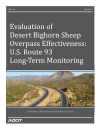 Evaluation of Desert Bighorn Sheep Overpass Effectiveness: U.S