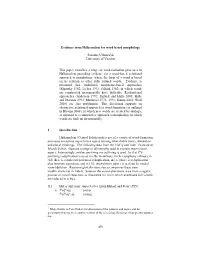 Evidence from Halkomelem for Word-Based Morphology
