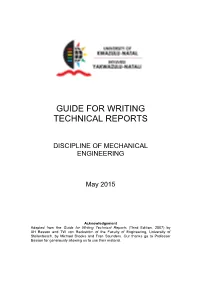 Guide for Writing Technical Reports
