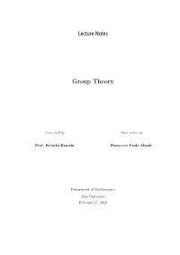 Lecture Notes Group Theory