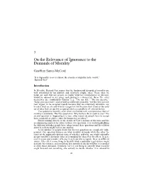 "On the Moral Relevance of Ignorance to Morality's Demands"