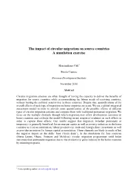 The Impact of Circular Migration on Source Countries a Simulation Exercise