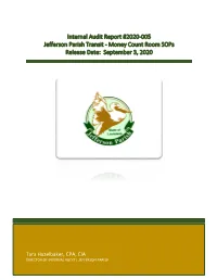 2020-005 Jefferson Parish Transit - Money Count Room Sops Release Date: September 3, 2020