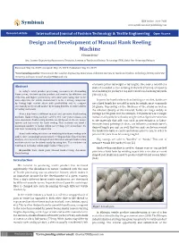 Design and Development of Manual Hank Reeling Machine Fitsum Etefa*
