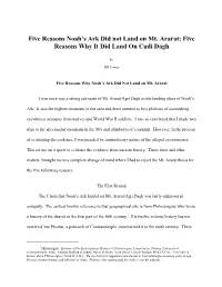 Five Reasons Noah's Ark Did Not Land on Mt. Ararat