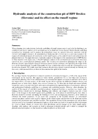 Hydraulic Analysis of the Construction Pit of HPP Brežice (Slovenia) and Its Effect on the Runoff Regime