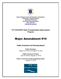 Major Amendment #19 Public Comment and Hearing Report