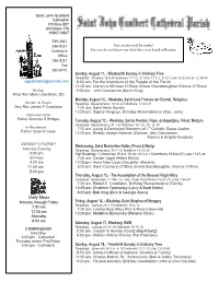Nineteenth Sunday in Ordinary Time Monday, August