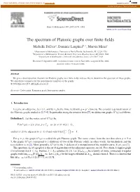 The Spectrum of Platonic Graphs Over Finite Fields