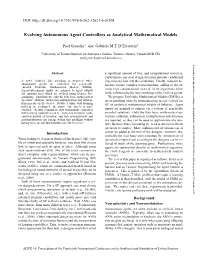Evolving Autonomous Agent Controllers As Analytical Mathematical Models