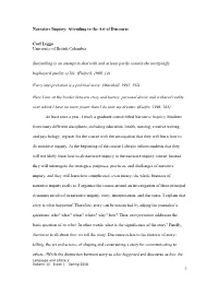 Narrative Inquiry: Attending to the Art of Discourse