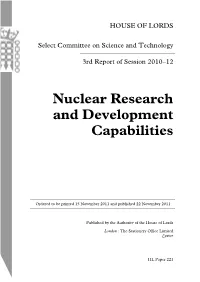 Nuclear Research and Development Capabilities