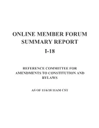 Online Member Forum Summary Report I-18