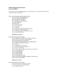 PHY206 Exploring the Universe Course Schedule