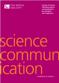Survey of Factors Affecting Science Communication by Scientists and Engineers Science Commun
