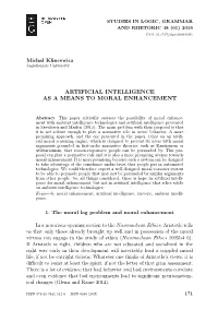 Artificial Intelligence As a Means to Moral Enhancement