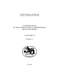 Contributions of the Astronomical Observatory Skalnate´ Pleso