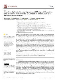 Extraction Optimization by Experimental Design of Bioactives from Pleurotus Ostreatus and Evaluation of Antioxidant and Antimicrobial Activities