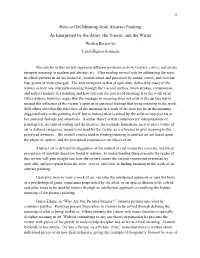 How to Get Meaning from Abstract Painting: As Interpreted by the Artist, the Viewer, and the Writer Written Review by Linda Bigness-Lanigan