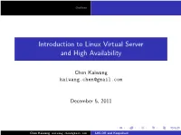Introduction to Linux Virtual Server and High Availability