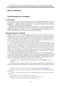 Paul Ehrenfest As a Mediator