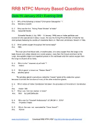 RRB NTPC 16-01-2021 Evening Shift Questions English