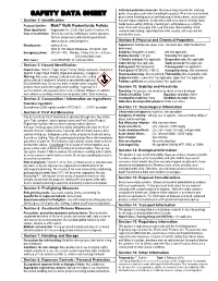 SAFETY DATA SHEET Gloves When Handling Product and Disposing of Dead Rodents, Unconsumed Section 1: Identification Bait and Empty Containers