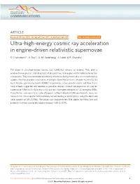Ultra-High-Energy Cosmic Ray Acceleration in Engine-Driven Relativistic Supernovae