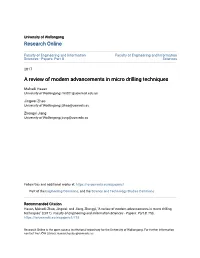 A Review of Modern Advancements in Micro Drilling Techniques