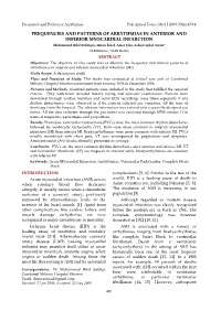 Frequencies and Patterns of Arrythmias in Anterior And