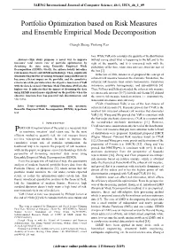 Portfolio Optimization Based on Risk Measures and Ensemble Empirical Mode Decomposition