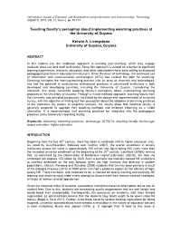 Teaching Faculty's Perception About Implementing Elearning Practices at the University of Guyana Kerwin A. Livingstone Univers