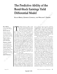 The Predictive Ability of the Bond-Stock Earnings Yield Differential Model