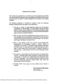 This Material Was Produced from Amicrofilm Copy of Theoriginaldocument. While the Most Advanced Technologicalmeans Tophotograph
