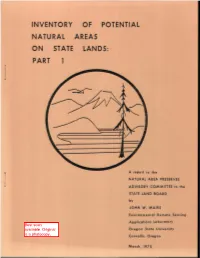 Vegetation Inventory of Certain State-Owned Lands in Selected Oregon Counties : Report to the Natural Area Preserves Advis