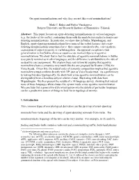 1 on Agent Nominalizations and Why They Are Not Like Event