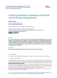 A Code Correlation Comparison of the DOS and CP/M Operating Systems
