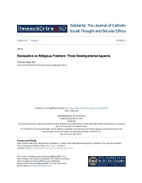 Declaration on Religious Freedom: Three Developmental Aspects