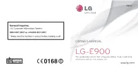 LG-E900 This Guide Helps You to Start Using Your Phone