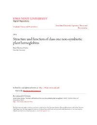 Structure and Function of Class One Non-Symbiotic Plant Hemoglobins Ryan Thomas Sturms Iowa State University