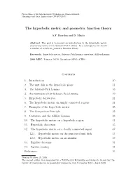 The Hyperbolic Metric and Geometric Function Theory