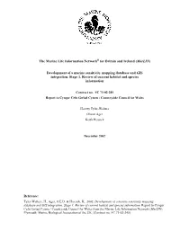 Development of a Marine Sensitivity Mapping Database and GIS Integration