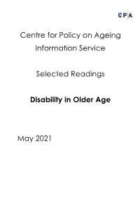 Disability in Older Age