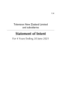 Statement of Intent for 4 Years Ending 30 June 2021