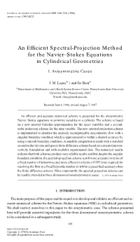 An Efficient Spectral-Projection Method for the Navier–Stokes