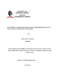An Overview of the Challenges Faced in the Implementation of the National Youth Policy in Lesotho
