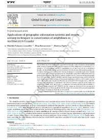 Applications of Geographic Information Systems and Remote Sensing Techniques to Conservation of Amphibians in Northwestern Ecuador