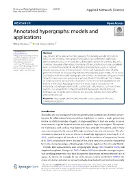 Annotated Hypergraphs: Models and Applications
